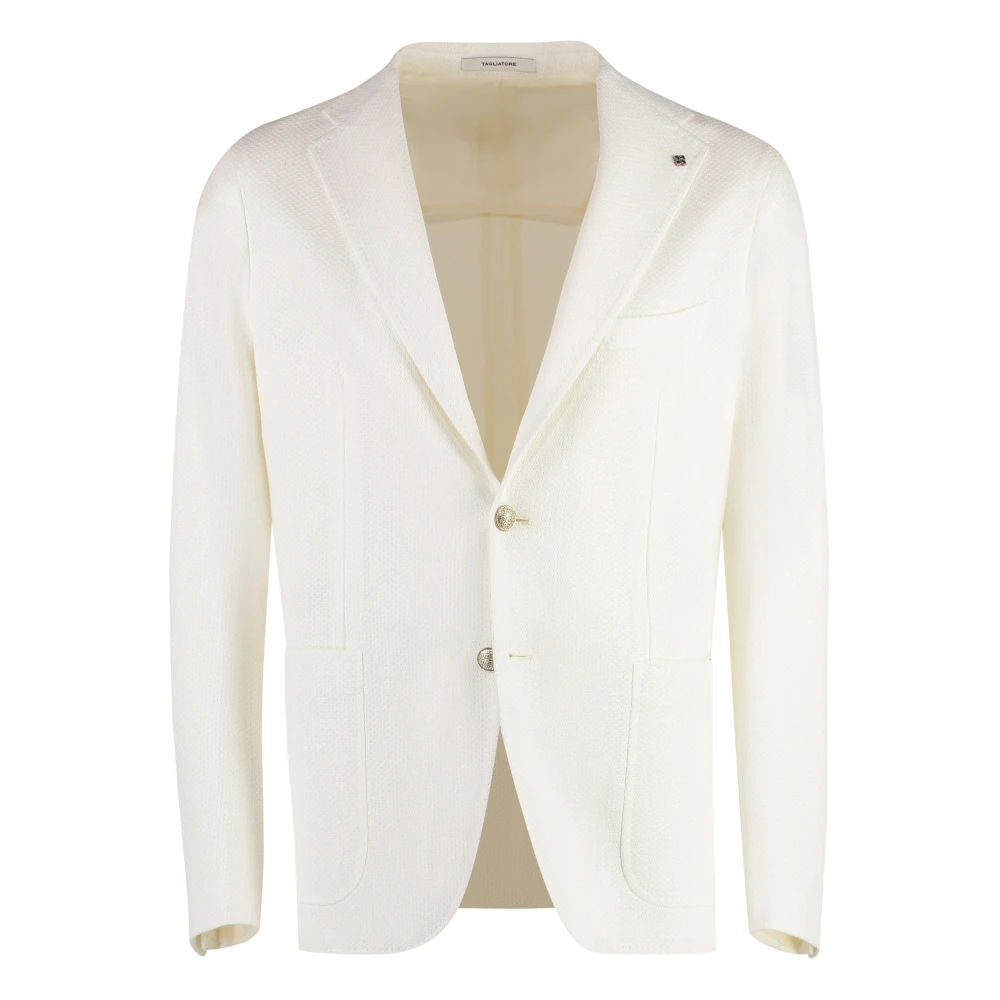 Tagliatore Katoenen Blazer met Reverskraag White Heren