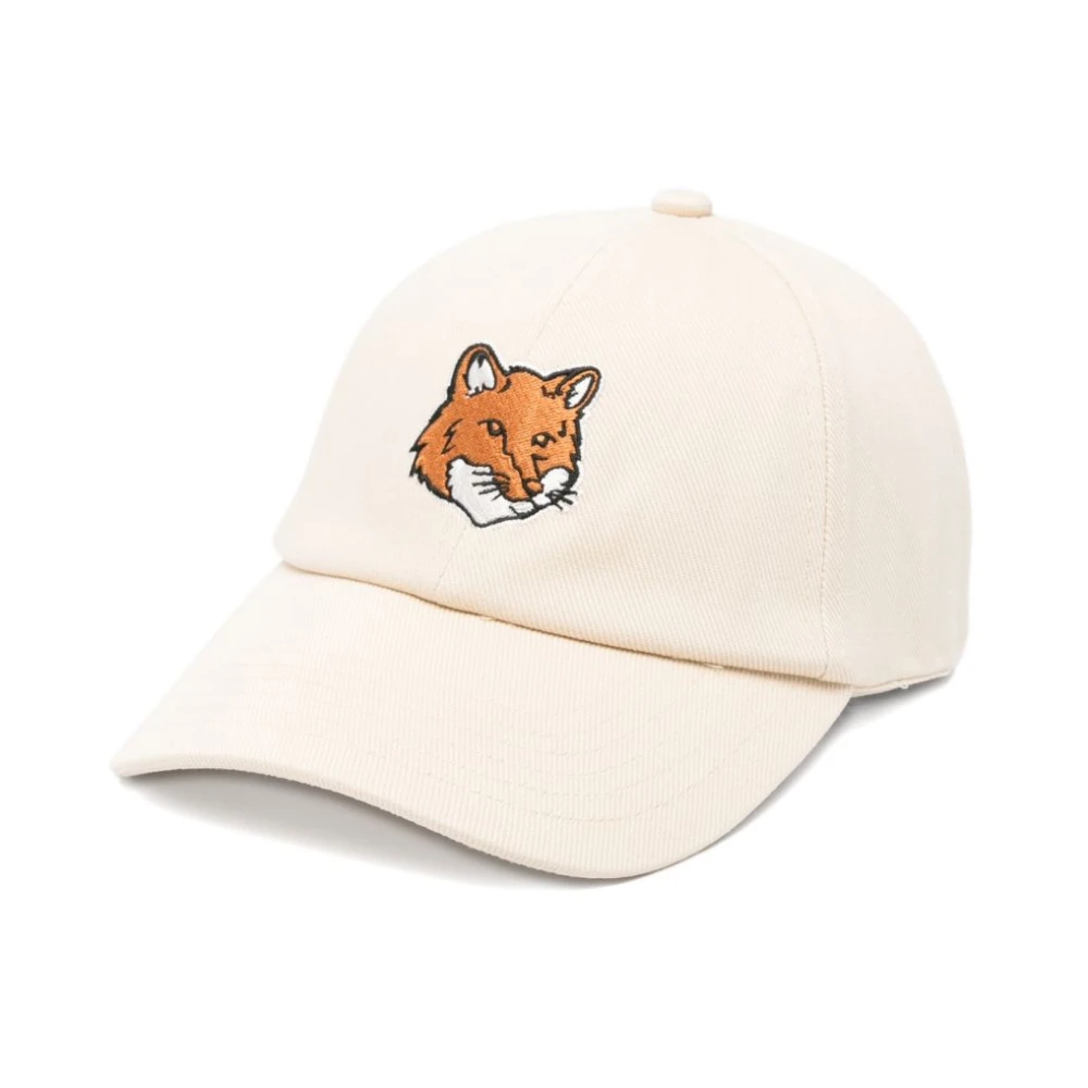 Maison Kitsuné Men's Beige Hats & Caps, One Size, Fox Head Baseball Cap