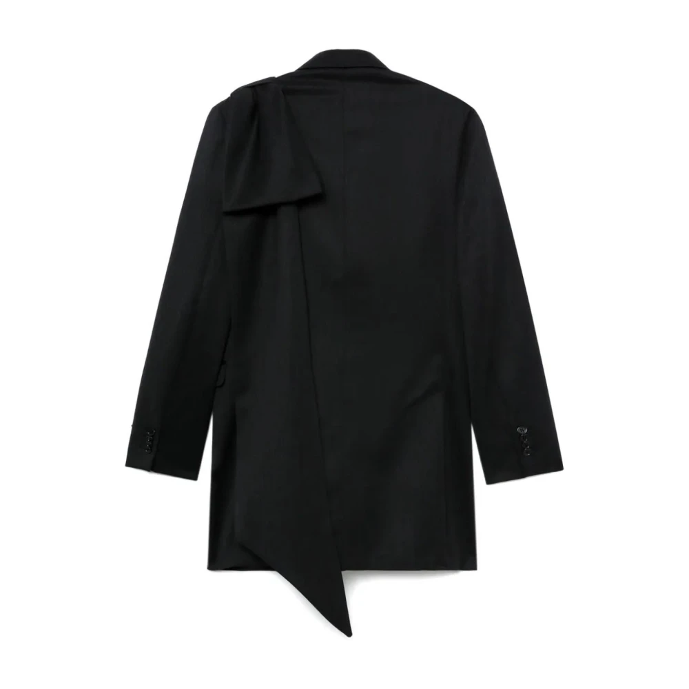 Simone Rocha Strik Detail Lang Plunge Jas Black Dames