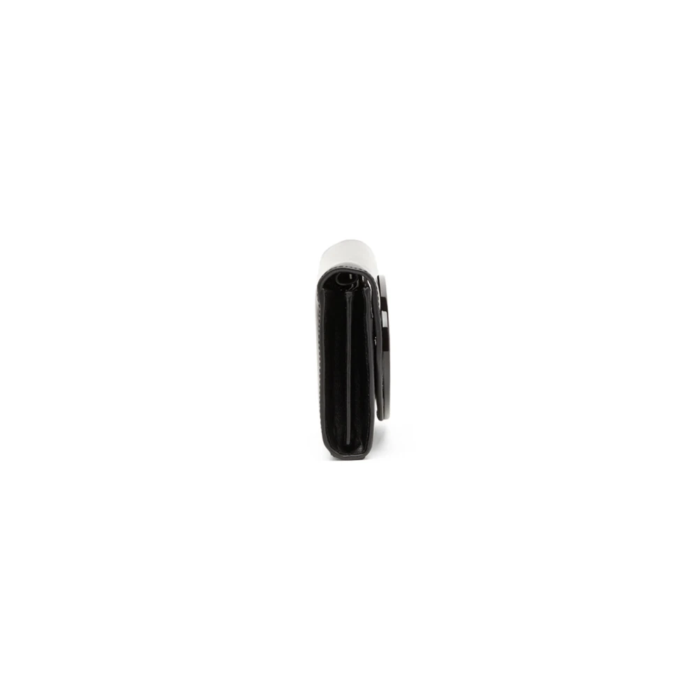 Diesel Zwarte spiegel lederen flap portemonnee Black Dames