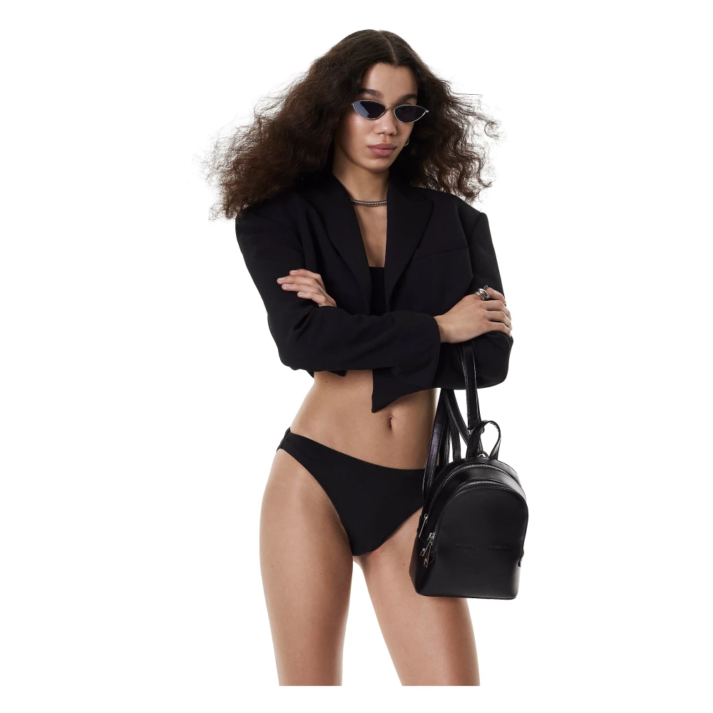 Kazar Studio Kleine zwarte stijve leren rugzak Black Dames