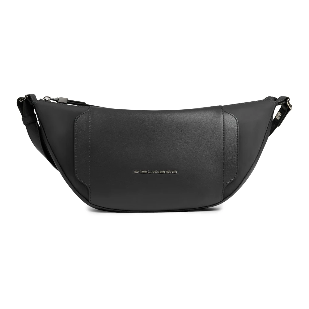 Piquadro Damen Schwarz Bauchtasche Aus Textil Und Leder