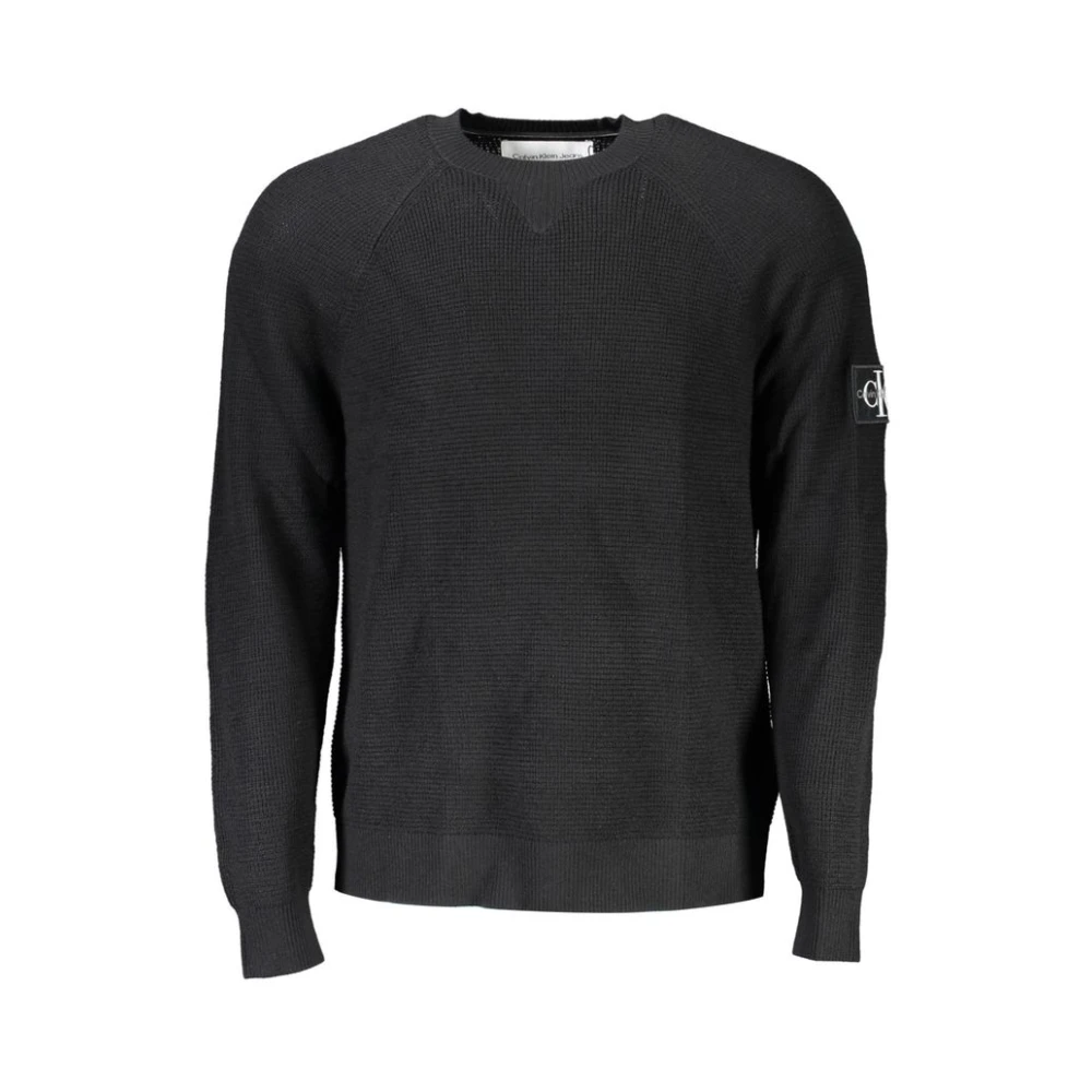 Calvin Klein Men's Black Round-Neck Knitwear, 2XL, Elegant Wool Jumper - Round Neck