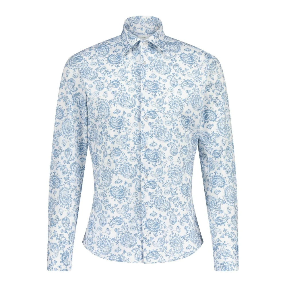 Fakts Slim-Fit Paisley Skjorta White, Herr