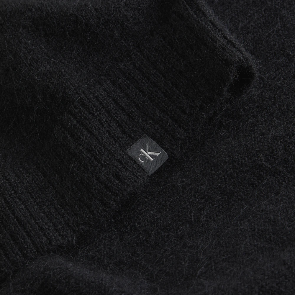 Calvin Klein Zwarte Trui Geborsteld Zacht Relaxte Pasvorm Black Dames