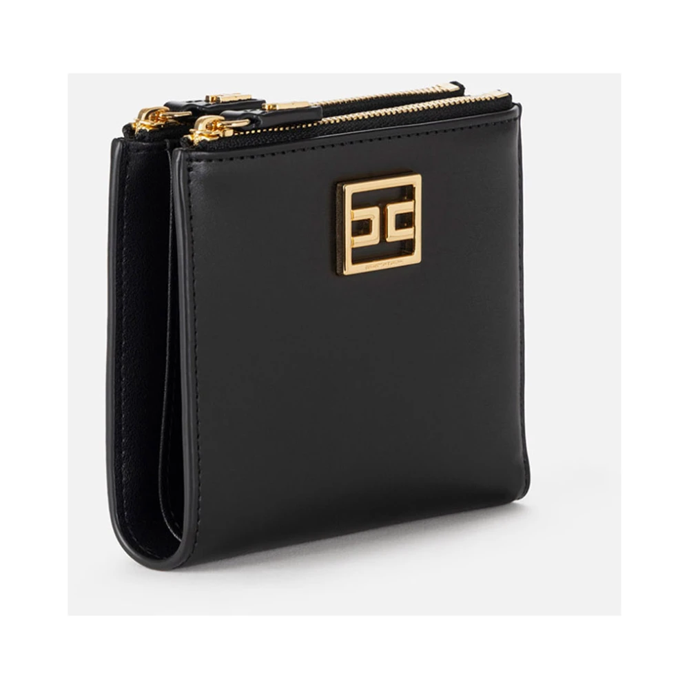 Elisabetta Franchi Zwarte Synthetisch Leren Bifold Portemonnee Black Dames