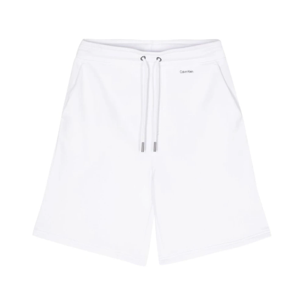 Calvin Klein Witte Katoenmix Trekkoord Shorts White Heren