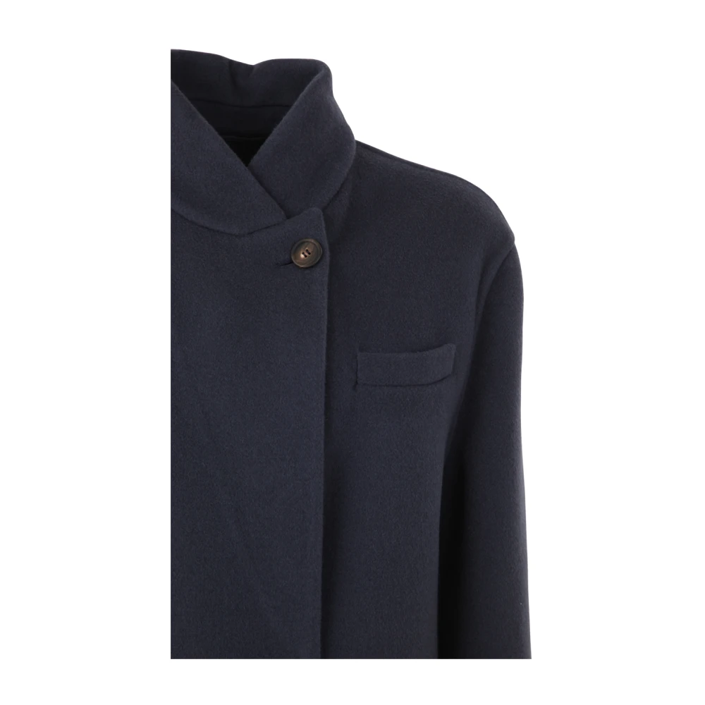 BRUNELLO CUCINELLI Stijlvolle dubbelrijige overjas Blue Dames