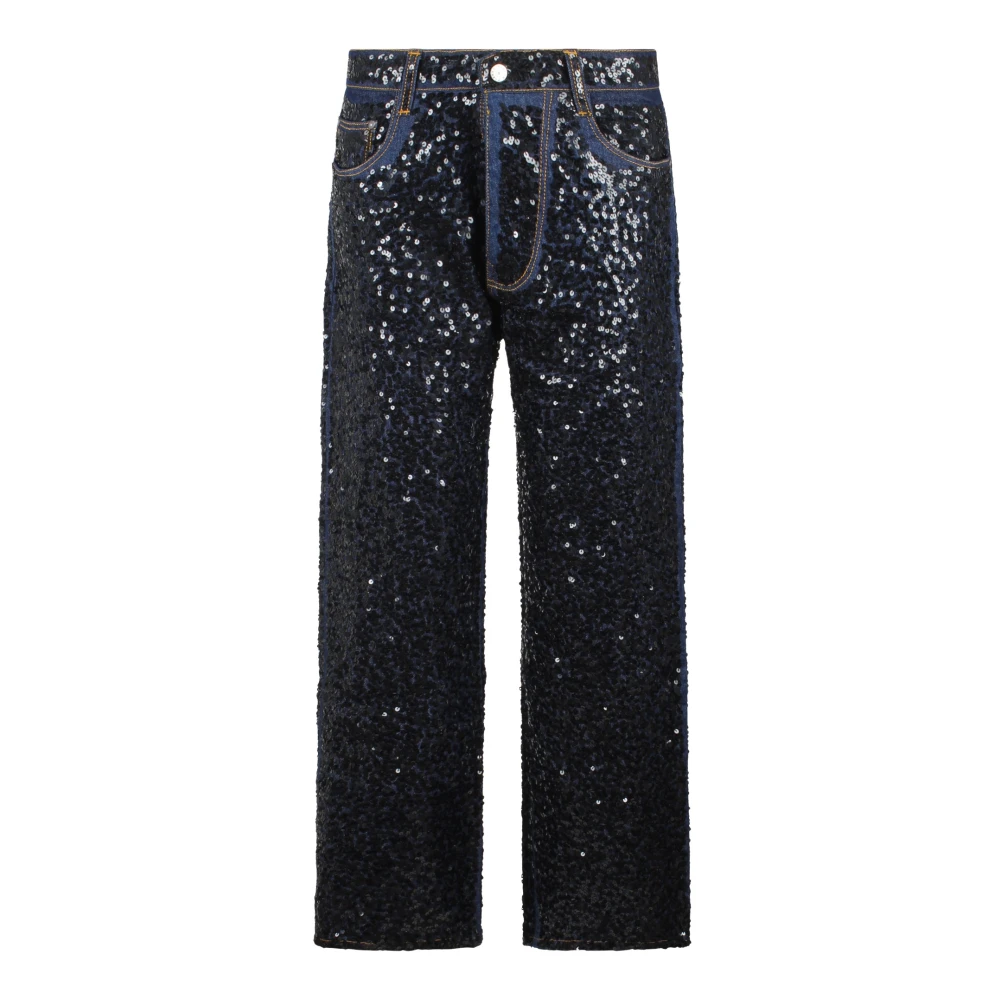 P.a.r.o.s.h. Wijde Pijp Jeans met Pailletten Black Dames