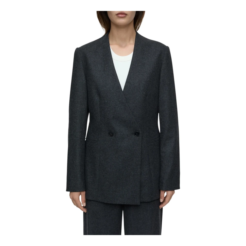 closed Slim Fit Grijze Blazer met Naaldstrepen Gray Dames