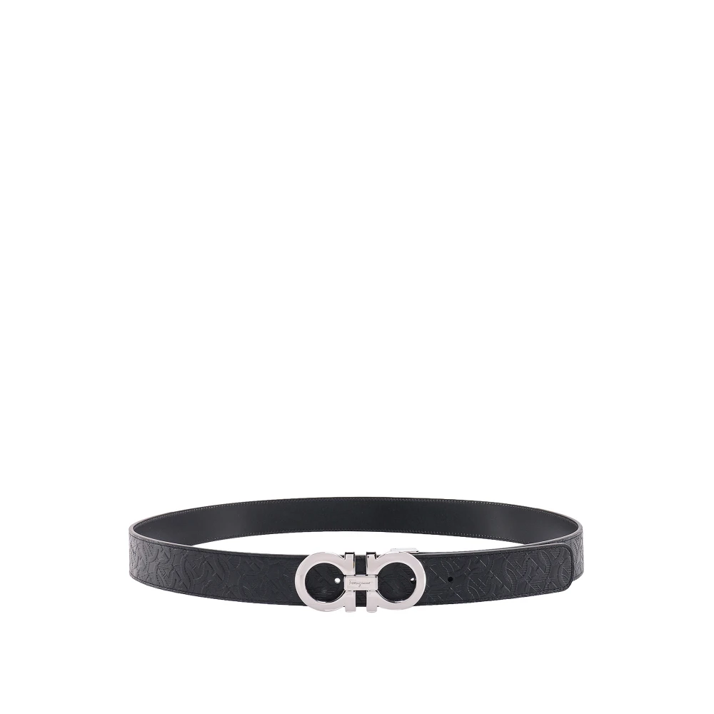 Salvatore Ferragamo Iconische Gancini Leren Riem Black Heren