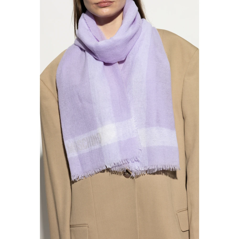 Moschino Kasjmier sjaal met logo Purple Unisex
