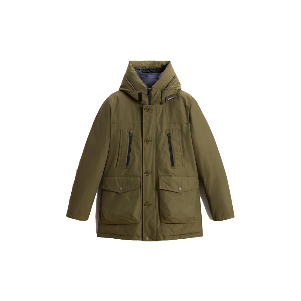 Woolrich Groene Parka met Logo Capuchon Green Heren