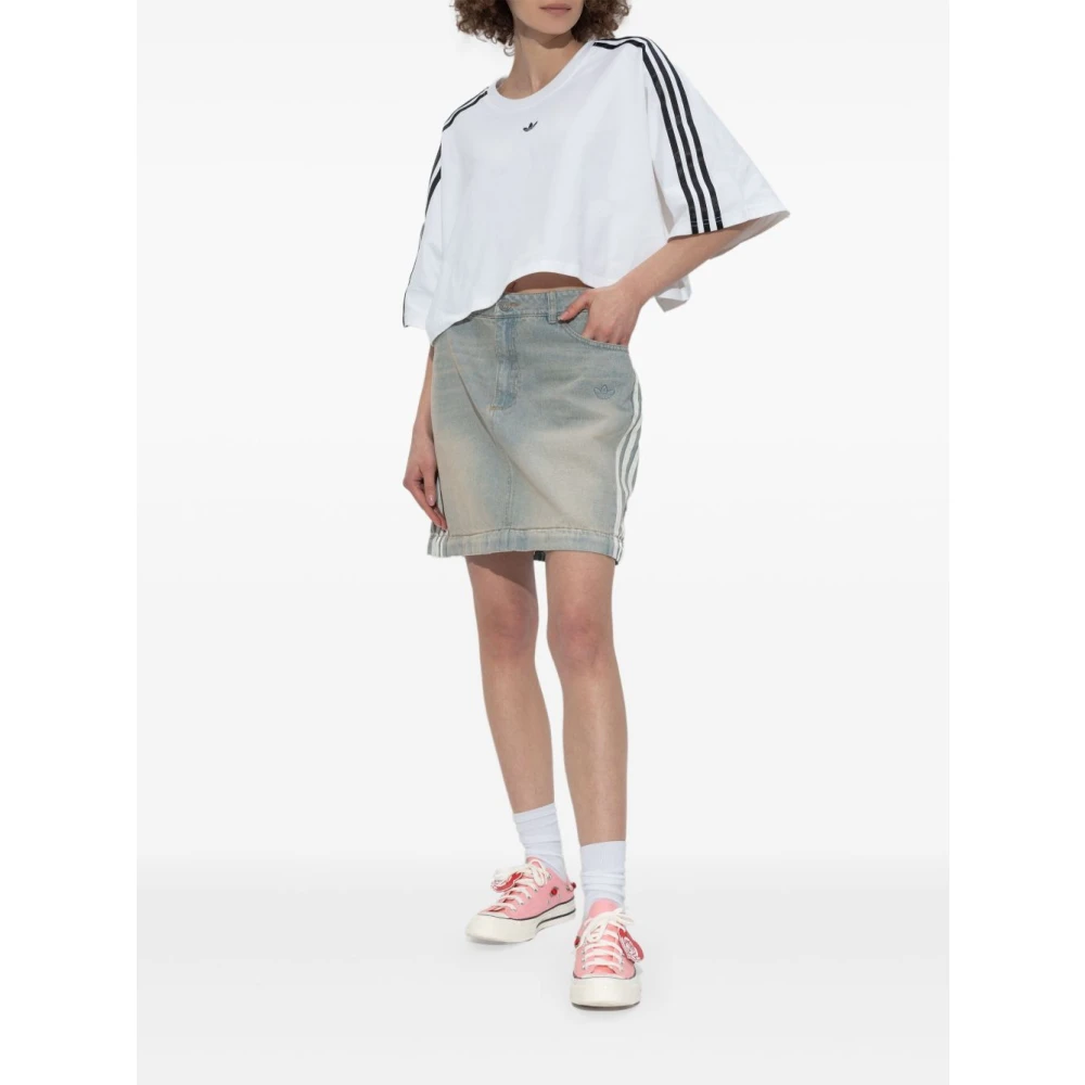 Adidas Denim Rok met Strepen Blue Dames