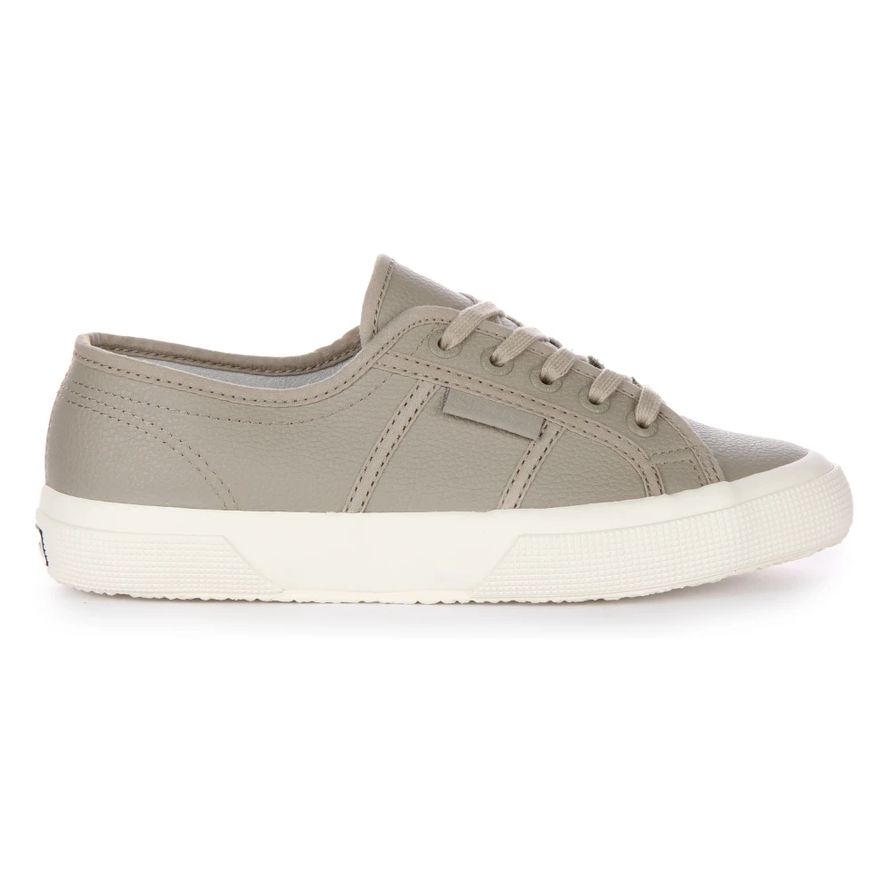 Superga Men's Grey Tumbled Leather Lace-Up Trainers