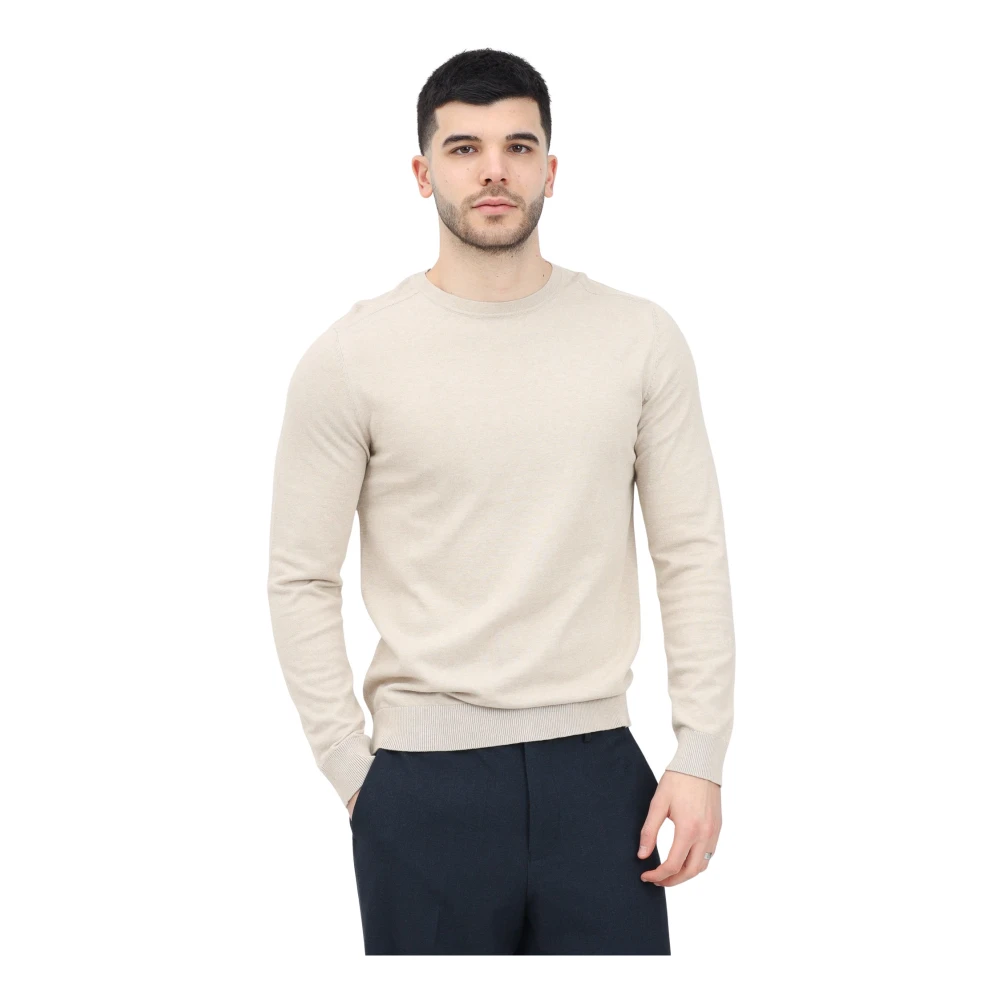 Selected Homme Beige Crew Neck Sweater Herenmode Gray Heren