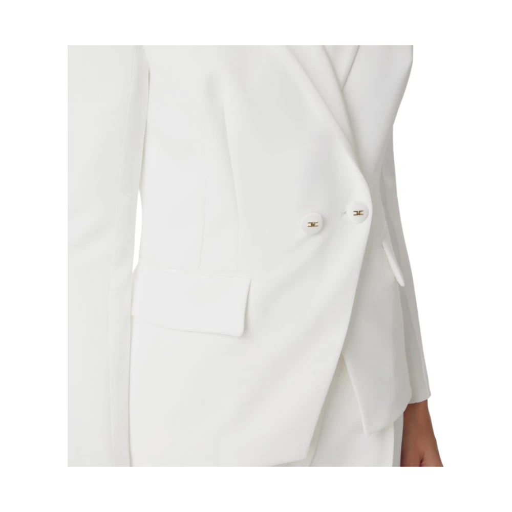 Elisabetta Franchi Chique Ivoor Crepè Jas met Satijn Beige Dames