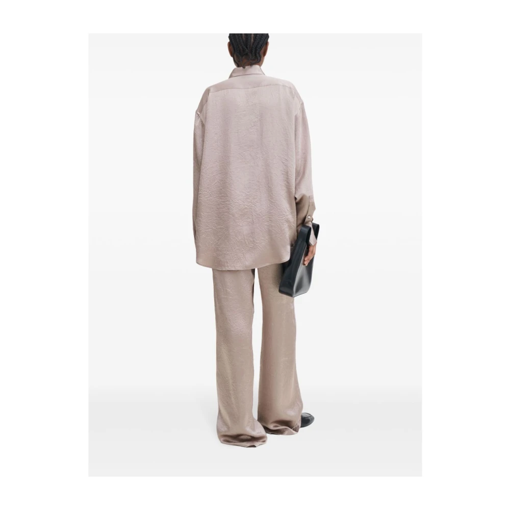 Filippa K Beige Gekreukeld Overhemd met Oversized Kraag Beige Dames