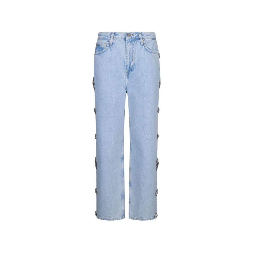 Liu Jo Vrouw Blauw Jeans Dames, W31, Katoen, Straight-Fit Jeans Met Strass-Versiering