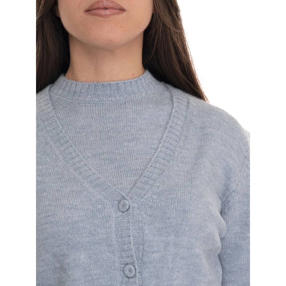 Roy Roger's Stijlvol Gebreid Vest Blue Dames