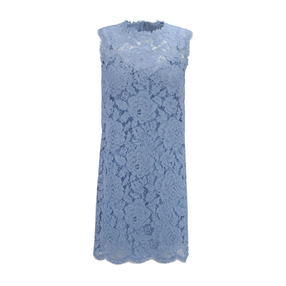 Dolce & Gabbana Gaatjes Kant Jurk met Symmetrische Zoom Blue Dames