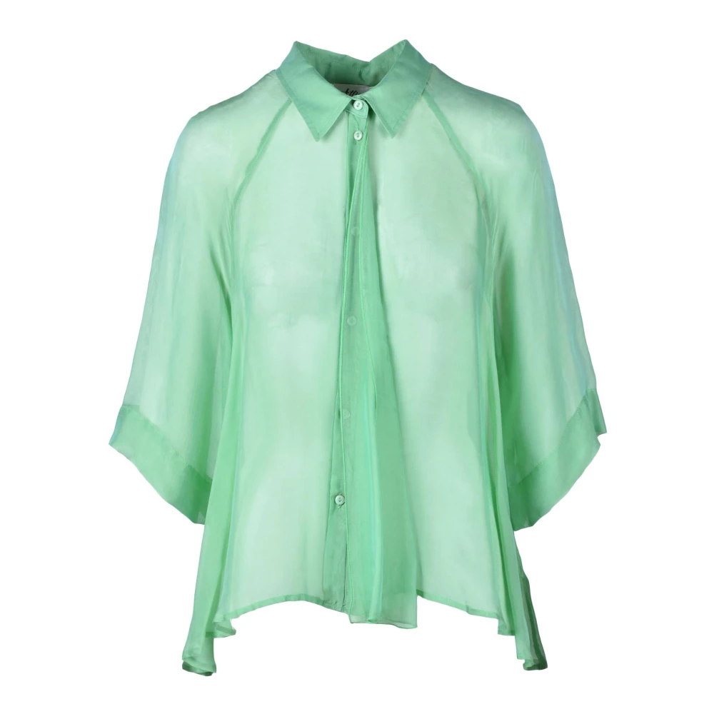Attic and Barn Zijden Blend Shirt met Viscose Green Dames