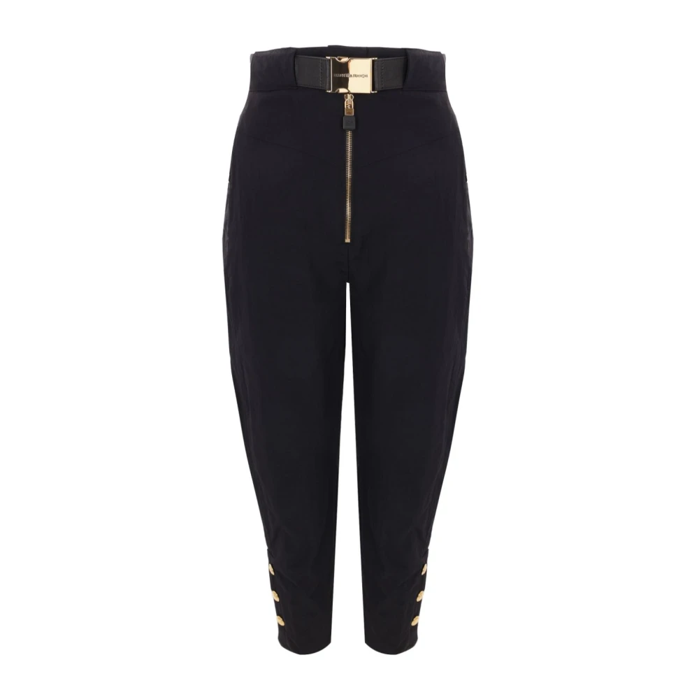 Elisabetta Franchi Zwarte broek met gouden ritsknopen Black Dames