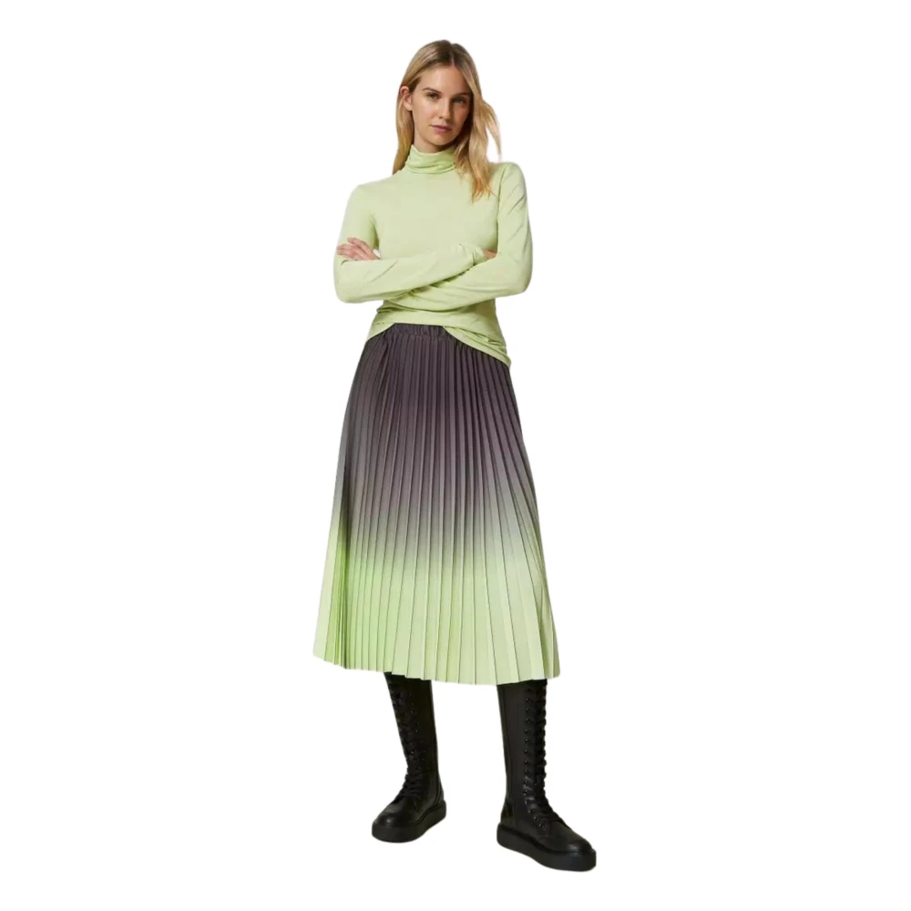 Twinset Grijze Midi Rok met Bedrukte Georgette Multicolor Dames