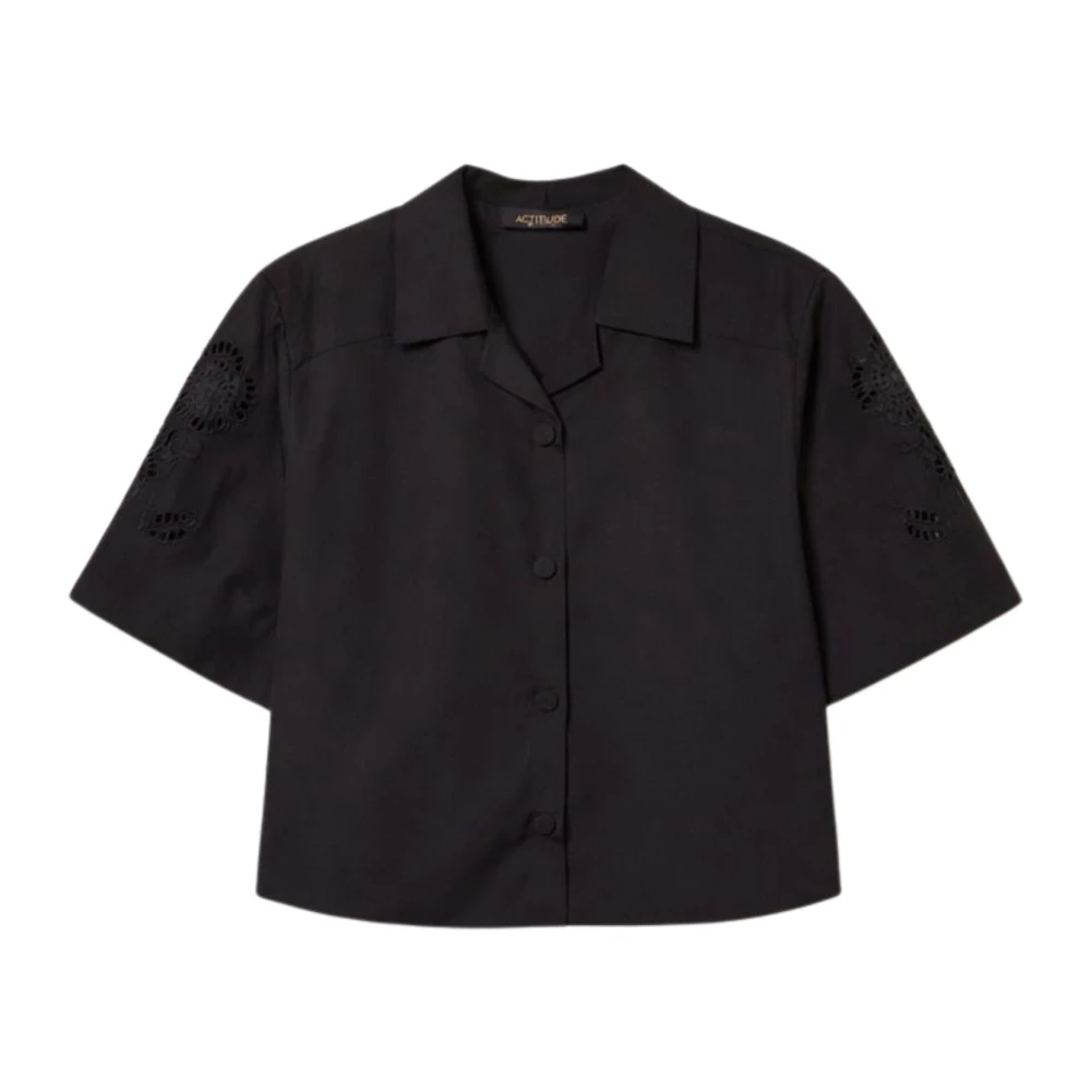 Twinset Women's Black Actitude Revive Cropped Poplin Shirt - Shirts - Xs - Blouses & Shirts