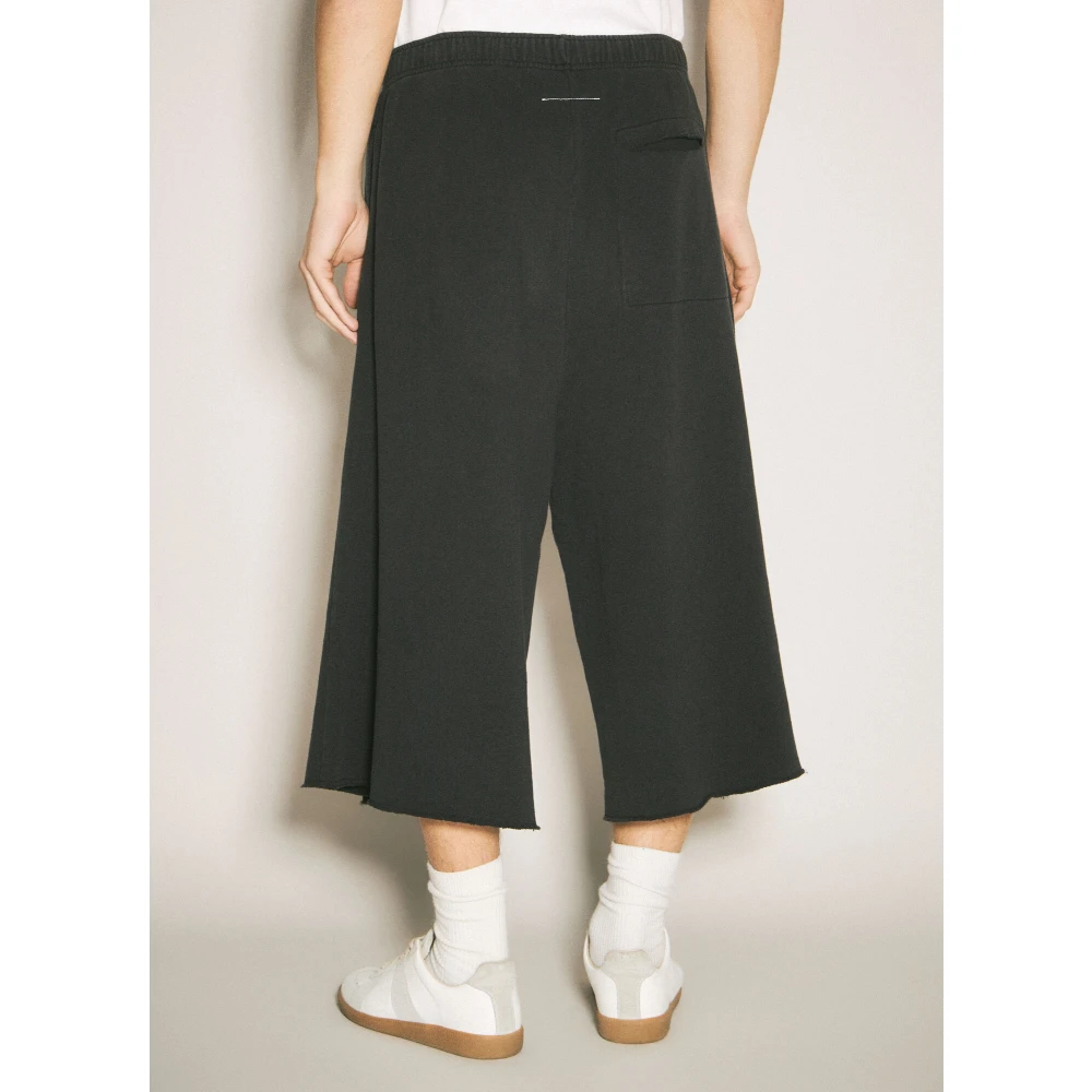 MM6 Maison Margiela Logo Geborduurde Katoenen Jersey Shorts Black Dames
