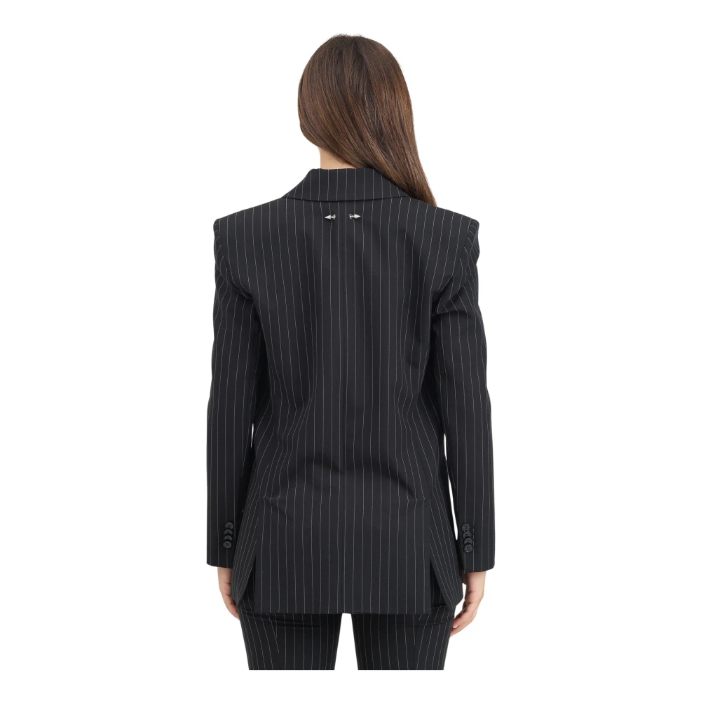 PATRIZIA PEPE Zwarte Gestreepte Dames Blazer Jas Black Dames