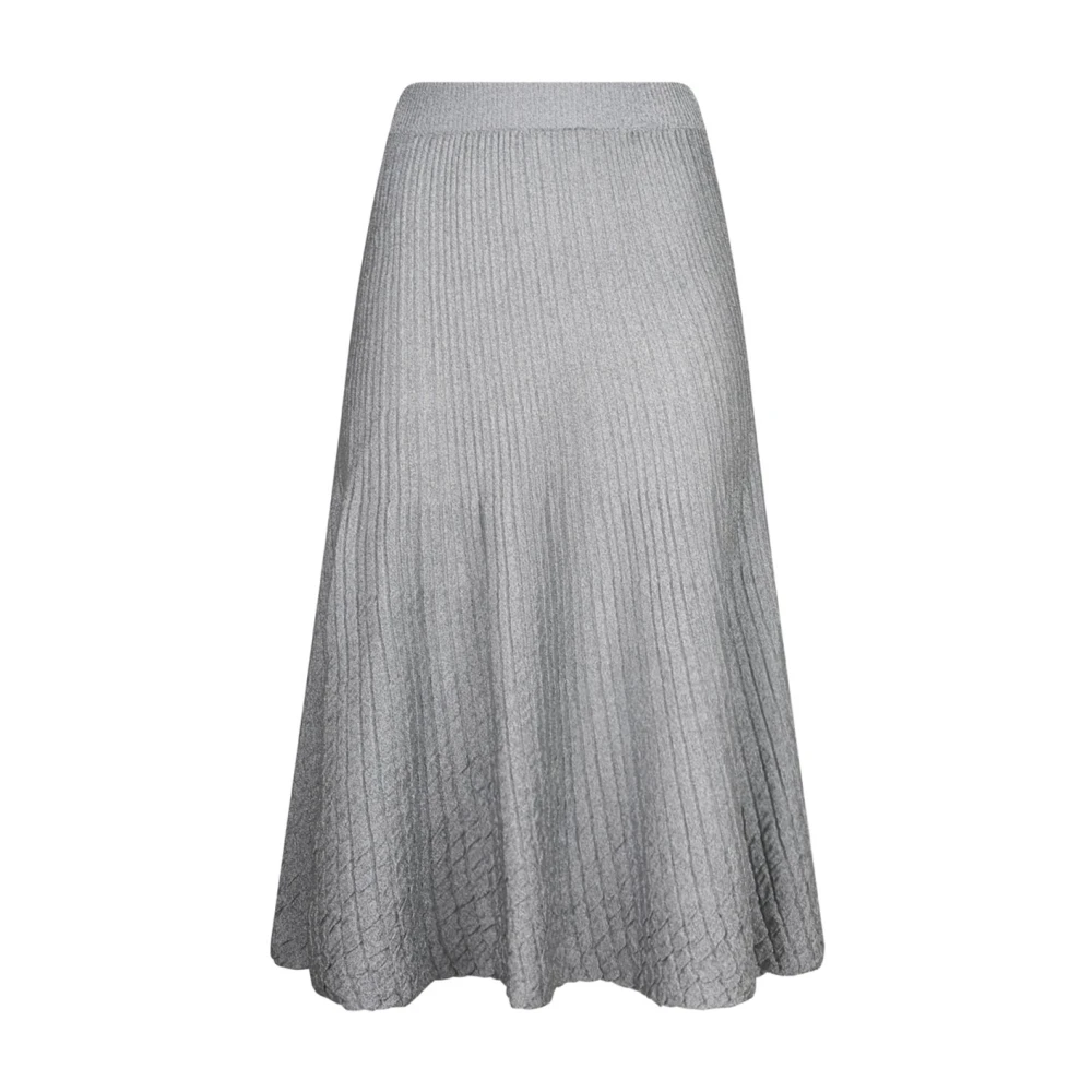 Elisabetta Franchi Metallic Geribbelde Midi Rok Gray Dames