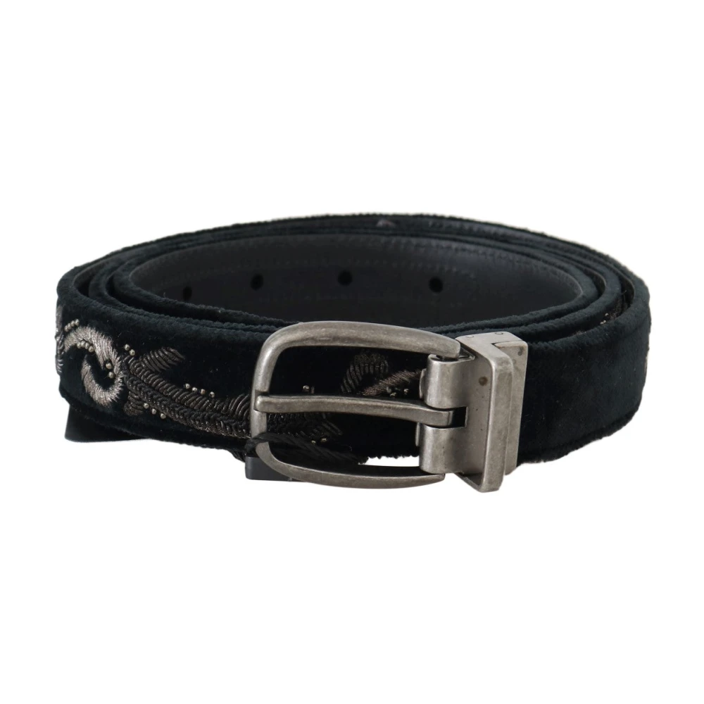 Dolce & Gabbana Svart Elegant Bomulls-Läderbälte För Män