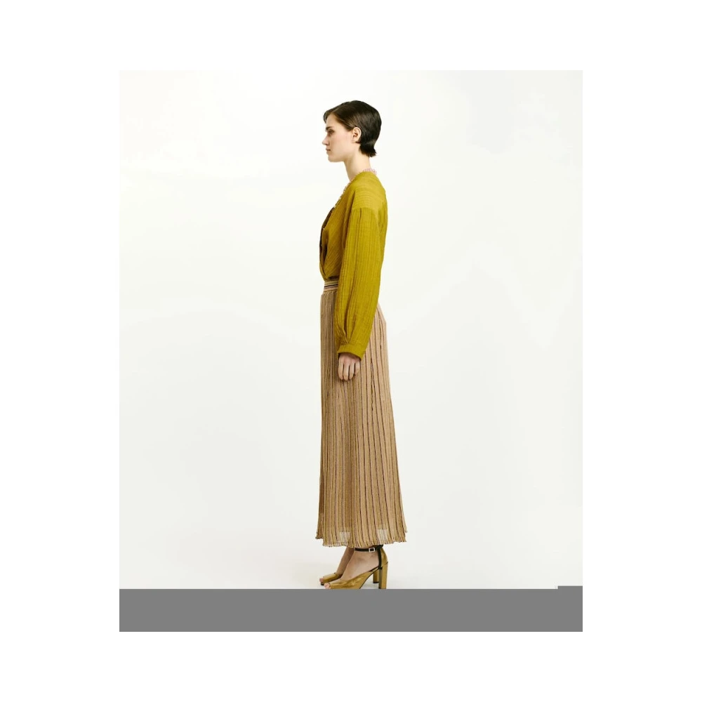 Momoni Gestreepte Lurex Cape Stijl Gilet Pink Dames