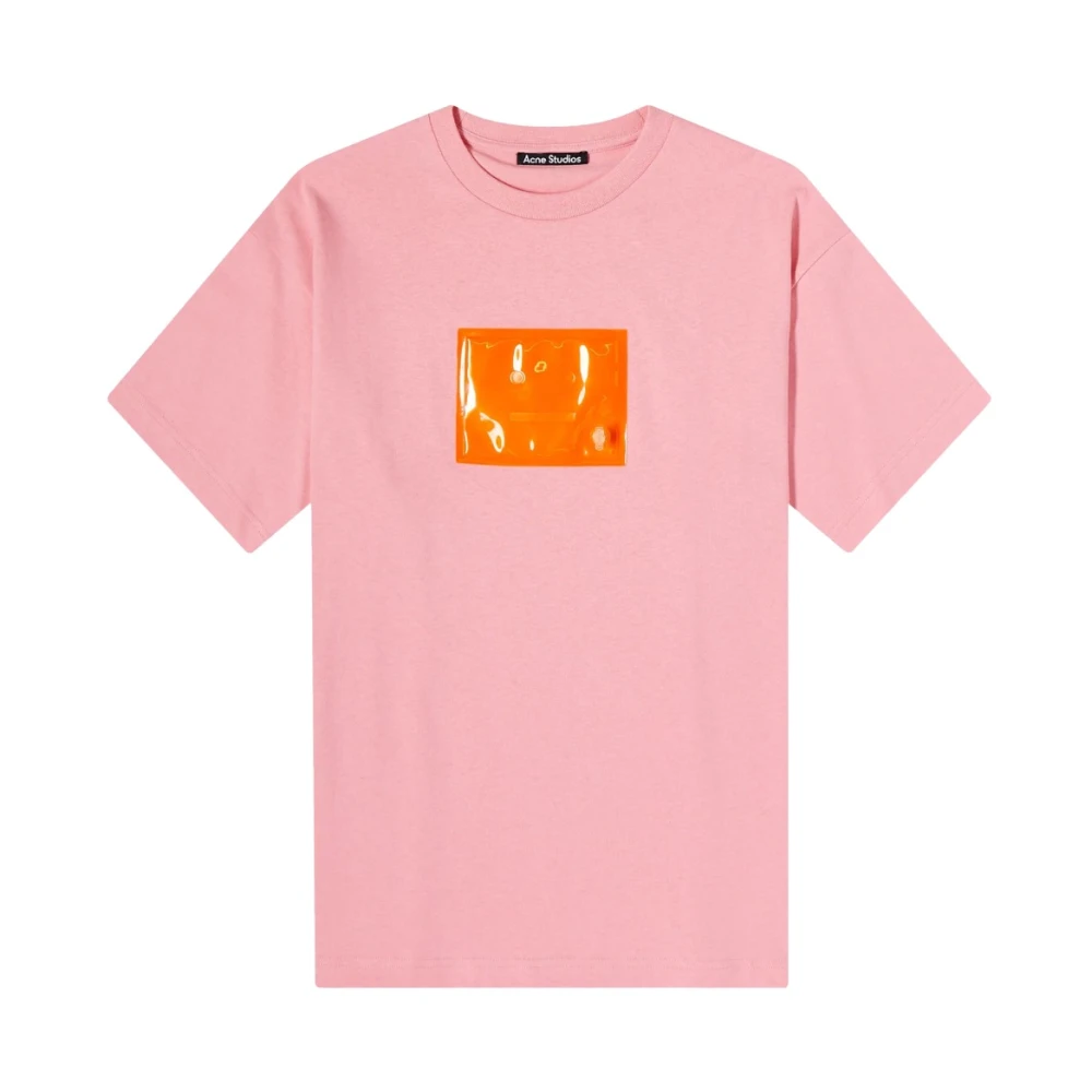 Acne Studios Exford Inflate Logo T-Shirt Pink Dames