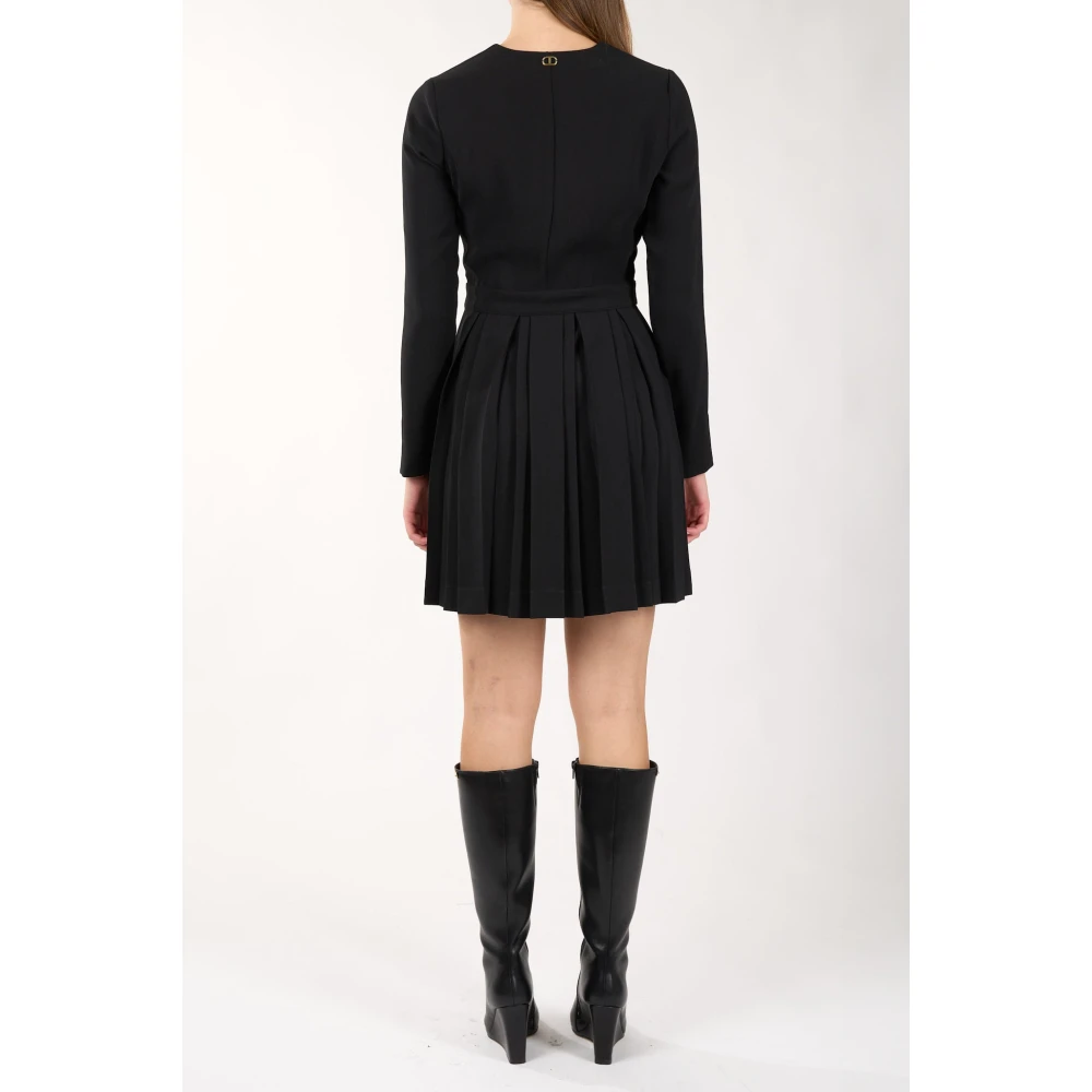 Twinset Mini jurk in crêpe met plooien Black Dames