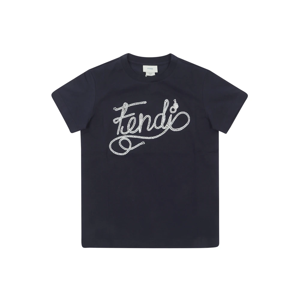 Fendi Boys Blue T-Shirts And Polos, Kids Short Sleeve T-Shirts, 10 Y, Kids