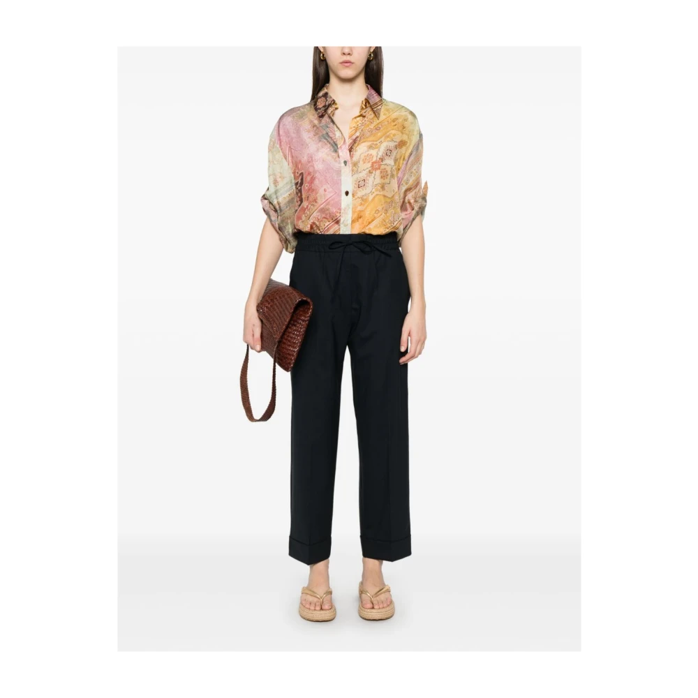 P.a.r.o.s.h. Blauwe Elastische Trekkoord Broek Blue Dames