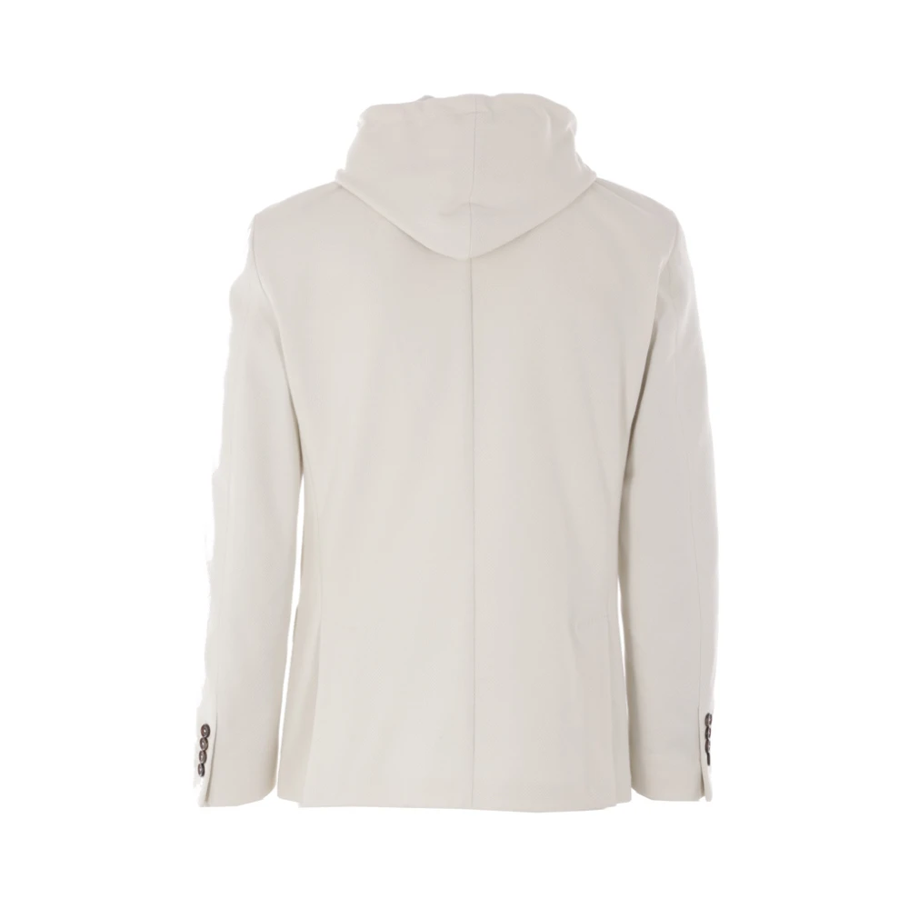 Eleventy Zand Piqué Katoenen Jas met Afneembare Capuchon Beige Heren