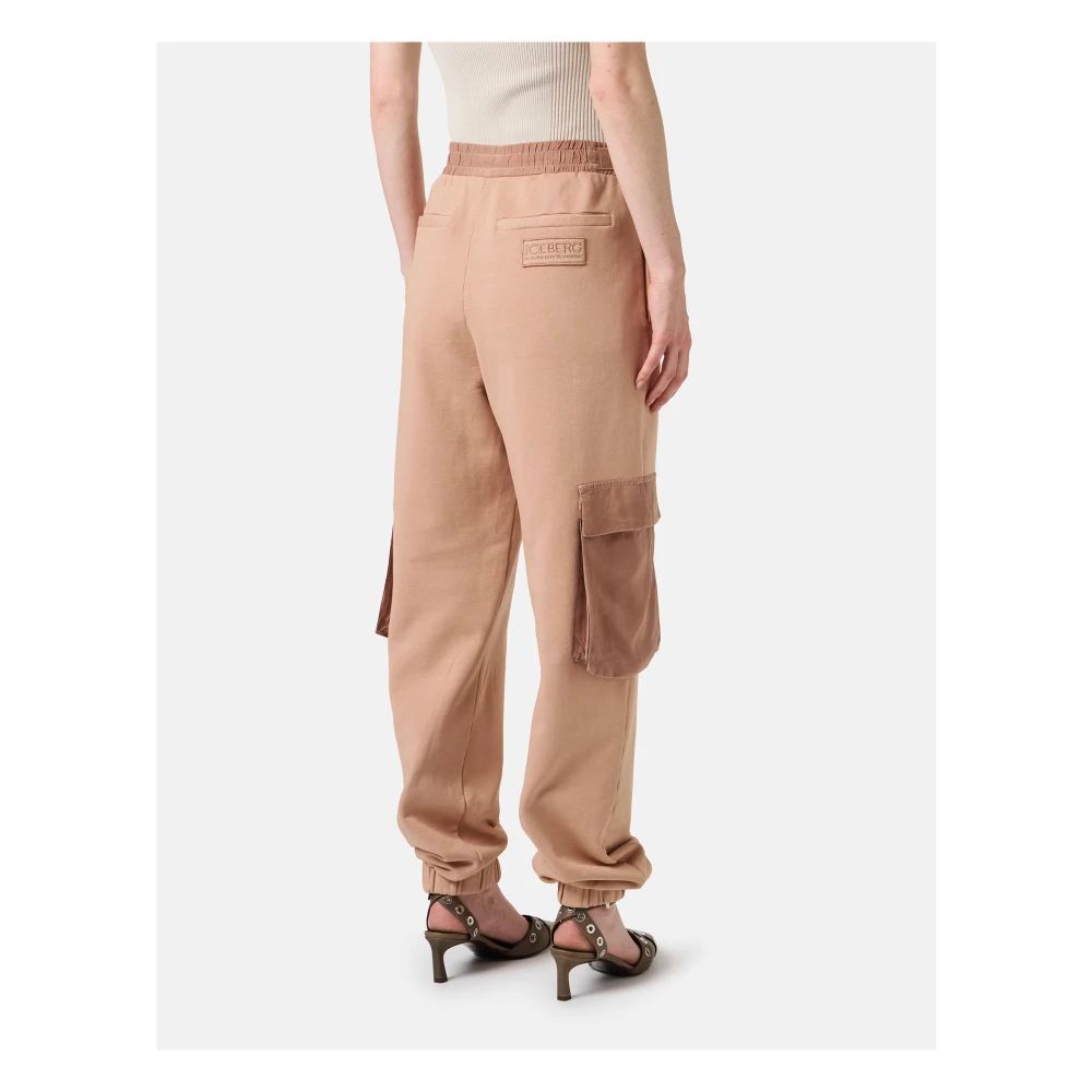 Iceberg Blush gekleurde katoenen fleece broek Pink Dames