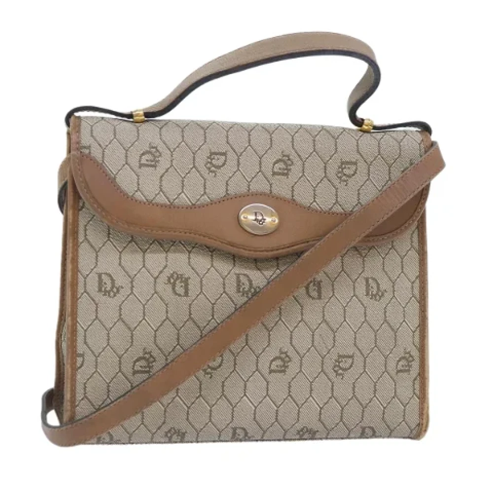 Dior Vintage Pre-owned Leather handbags Beige Dames