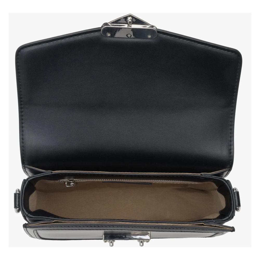 Estro Dames Kleine Licht Zwarte Handtas gemaakt van Echt Leer met Zilveren Hardware Er00113899 Black Dames