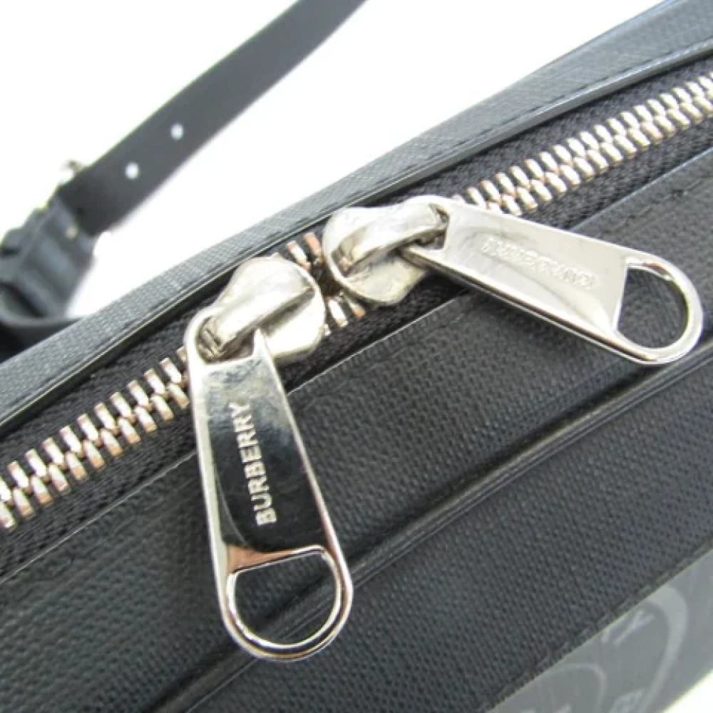 Burberry Vintage Tweedehands Zwarte Leren Crossbody Tas Black Dames
