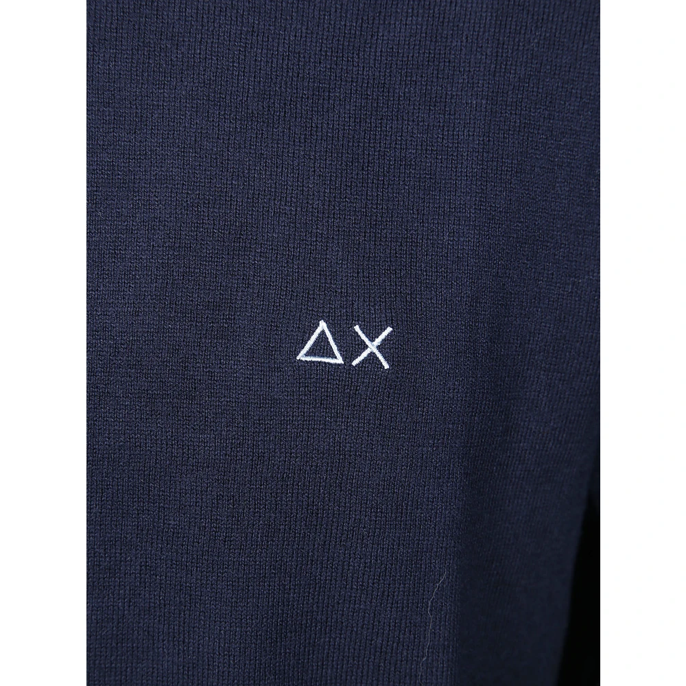 Sun68 Contrast Ronde Elleboog Mouw Top Blue Heren