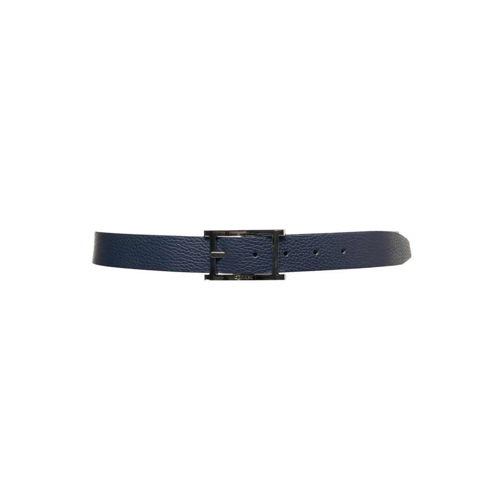 Orciani Blauwe Leren Riem Elegante Metalen Details Blue Heren