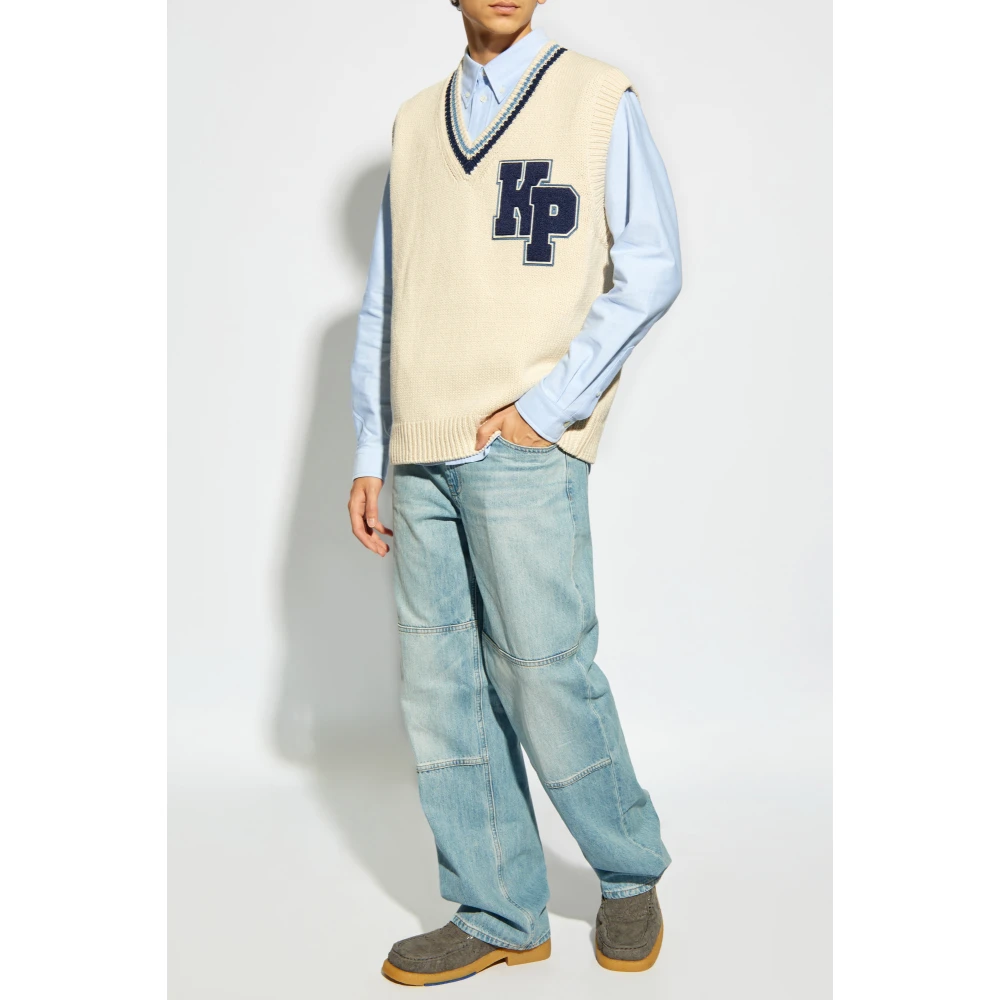 Kenzo V-hals vest Beige Heren