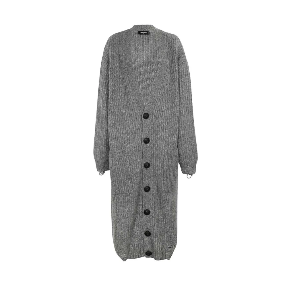 Dsquared2 Gedistresseerde Gebreide Cardigan met Zakken Gray Dames