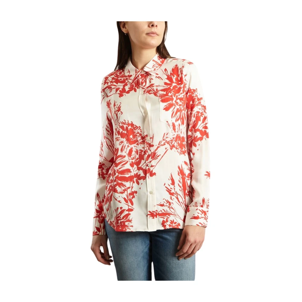 Equipment Rode & Witte Bloemen Zijden Overhemd Multicolor Dames