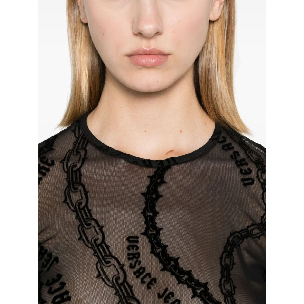Versace Jeans Couture Zwarte Topwear voor Vrouwen Aw24 Black Dames