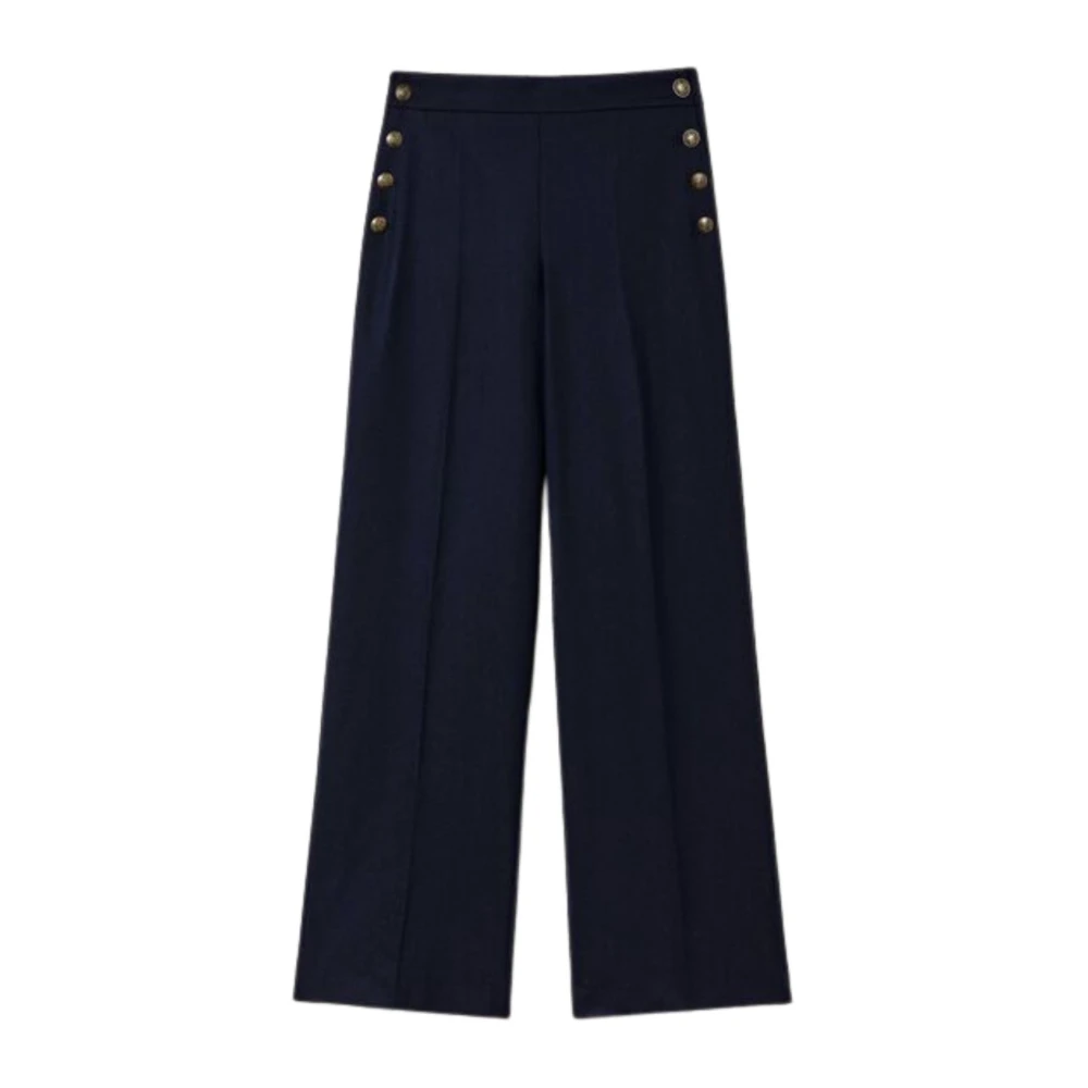 Twinset Women's Blue Wide Trousers, M, Wide Leg Trousers